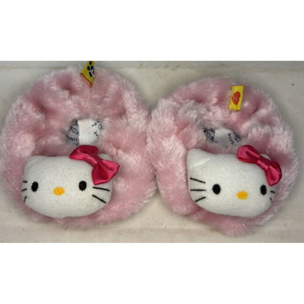 Build-A-Bear Sanrio Hello Kitty Pink Fuzzy Slippers House Shoes Bows BAB BABW